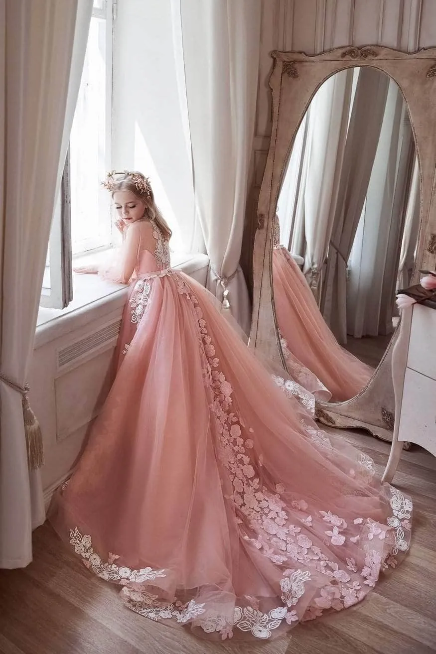 Pink Princess Dress Long Sleeves