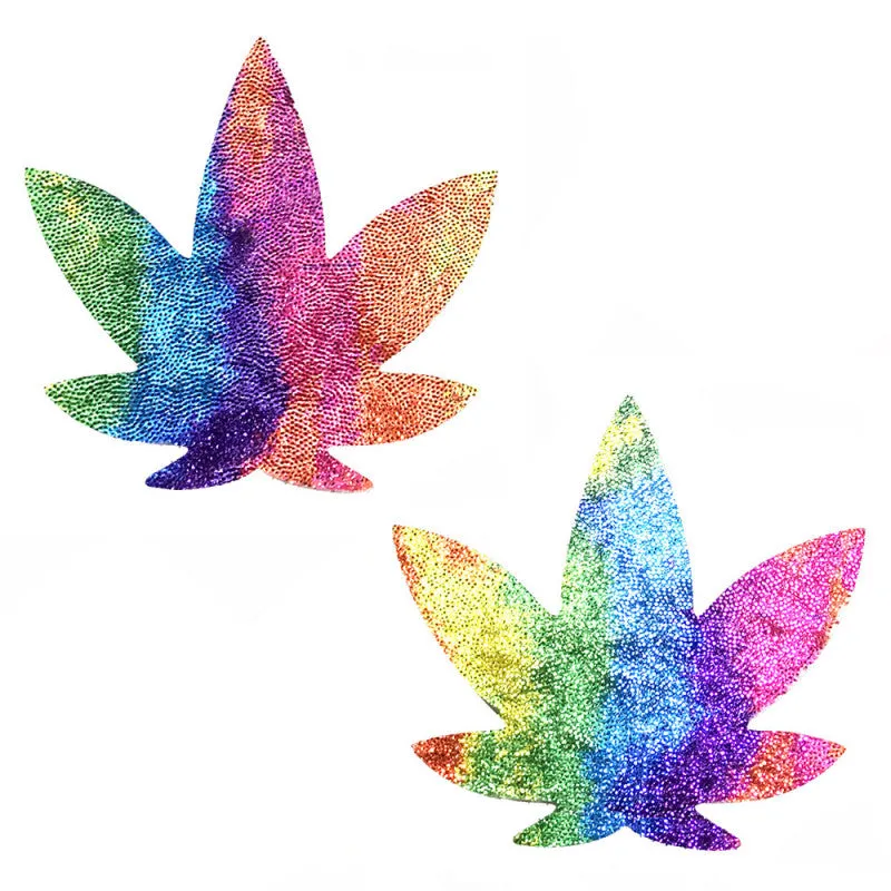 Plur Velvet Crush Multicolor Dope Af Weed Leaf  Nipztix Pasties