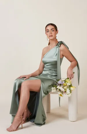 Porto Dress in Sage Green Satin