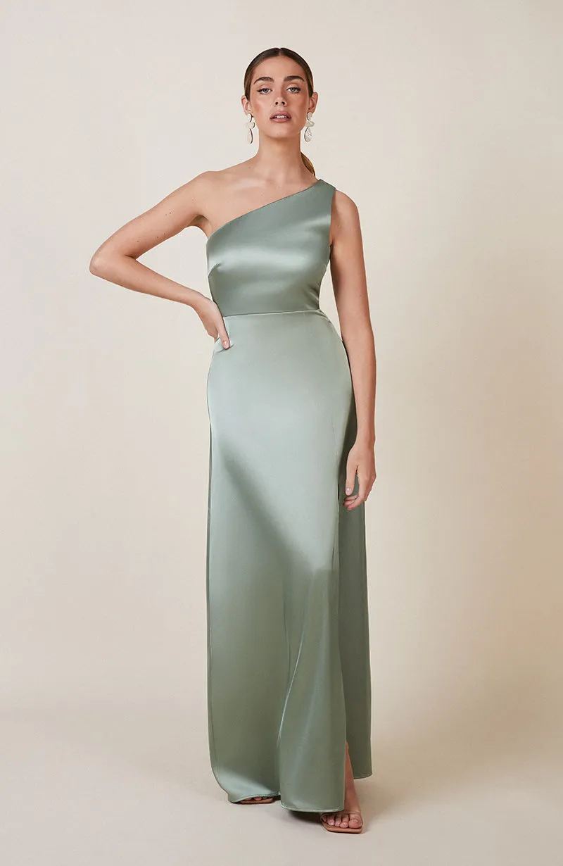 Porto Dress in Sage Green Satin