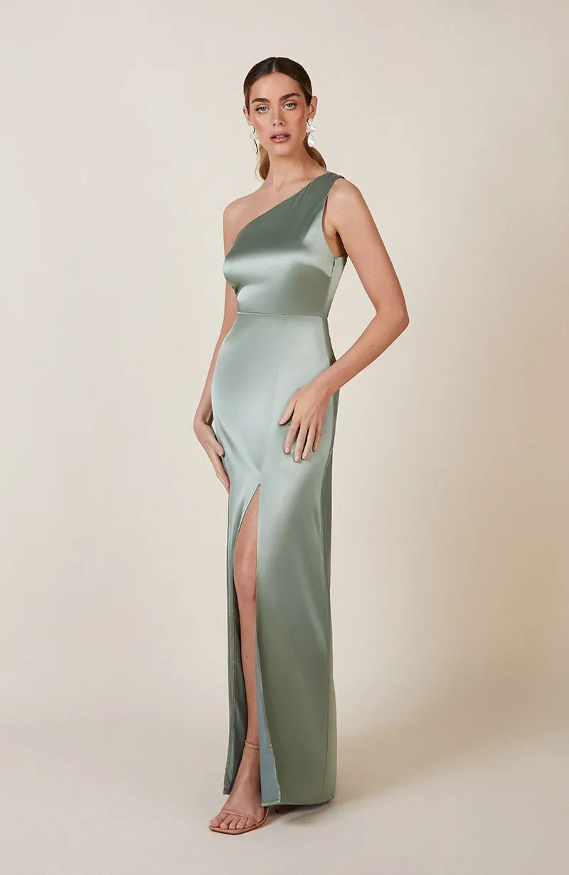 Porto Dress in Sage Green Satin