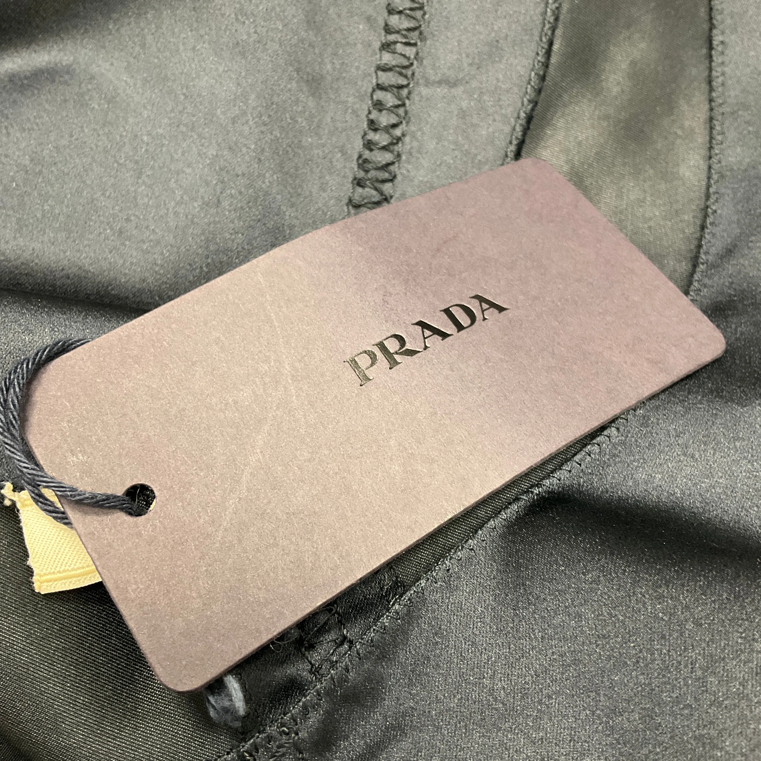 Prada Navy Blue Bow Detail Sleeveless Silk Duchesse Dress