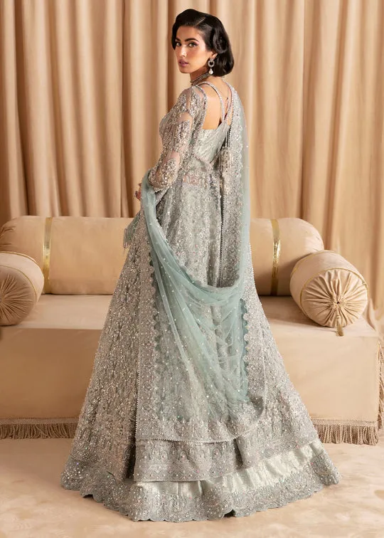 Premium Ice Blue Embroidered Pakistani Wedding Dress Pishwas Lehenga