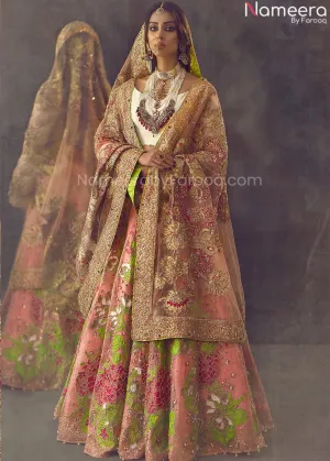 Pretty Bridal Lehenga Designs in Peach and White #BN815