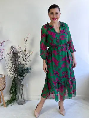 Priya Emerald Silk Dress
