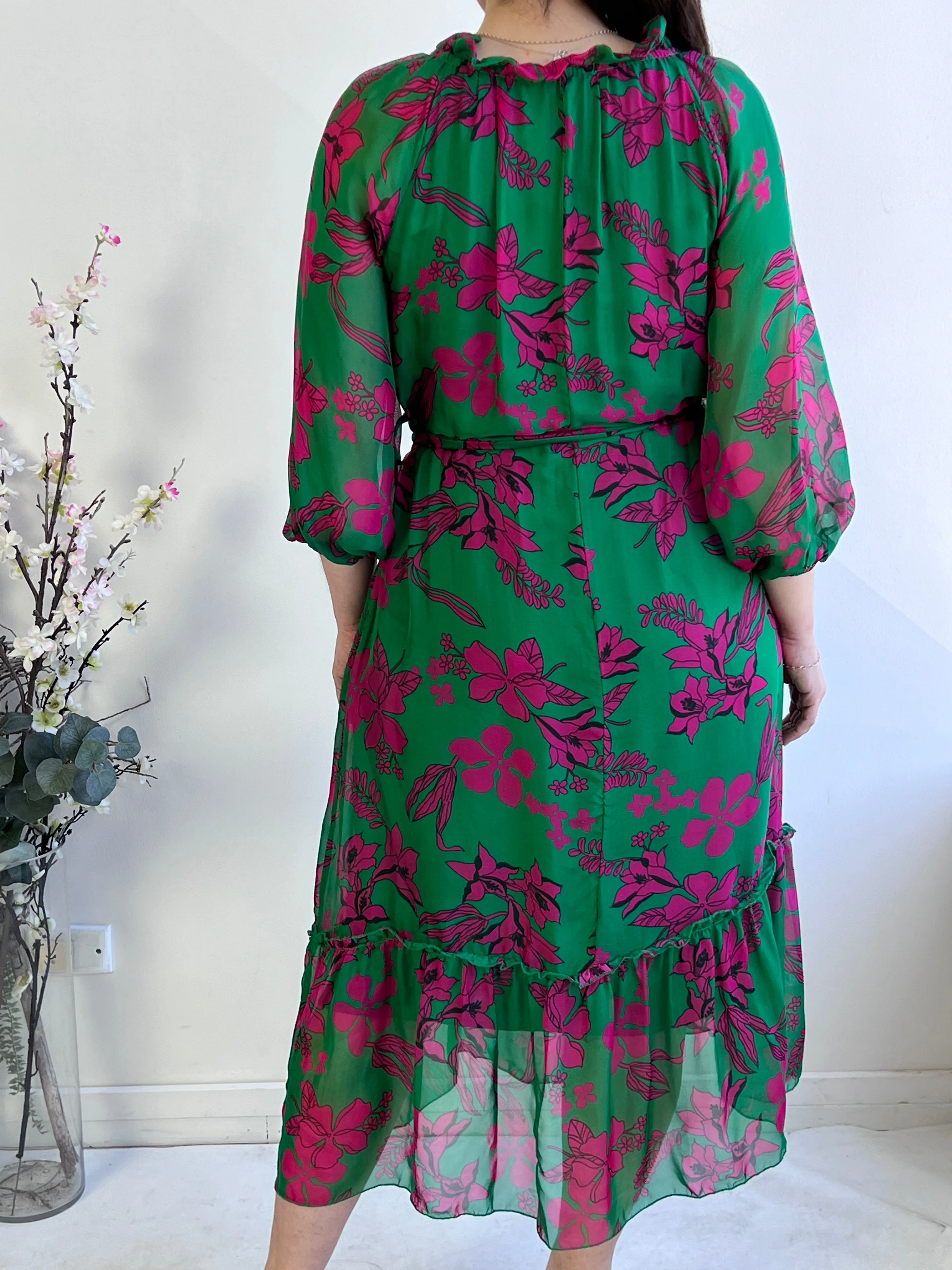 Priya Emerald Silk Dress