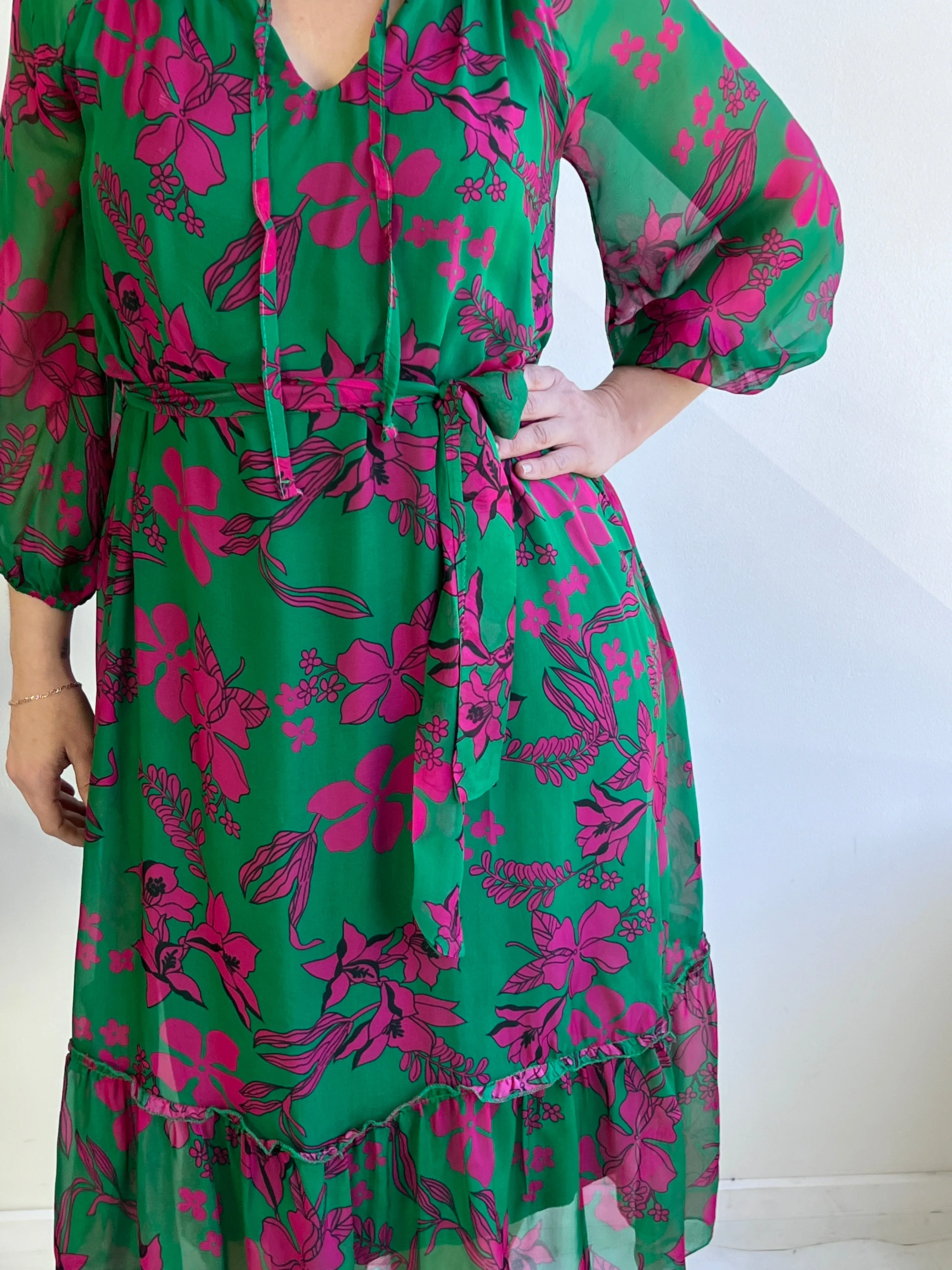 Priya Emerald Silk Dress