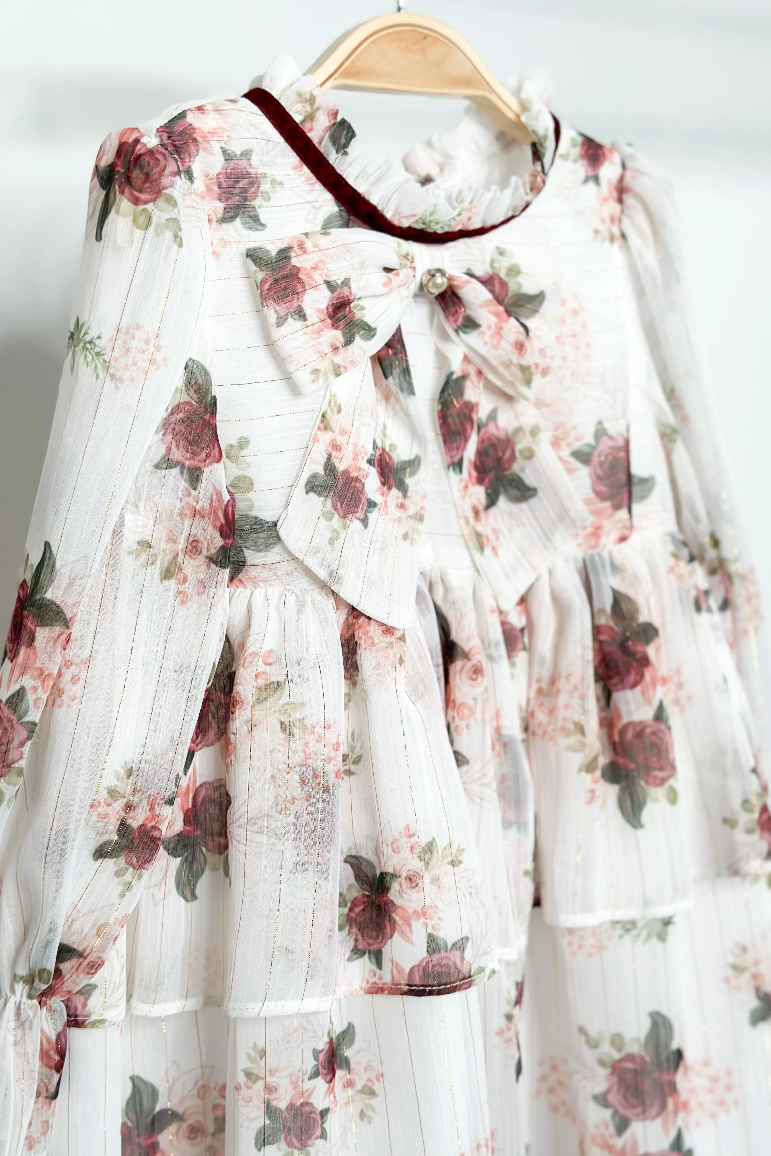 "Milana" Burgundy Floral Dress
