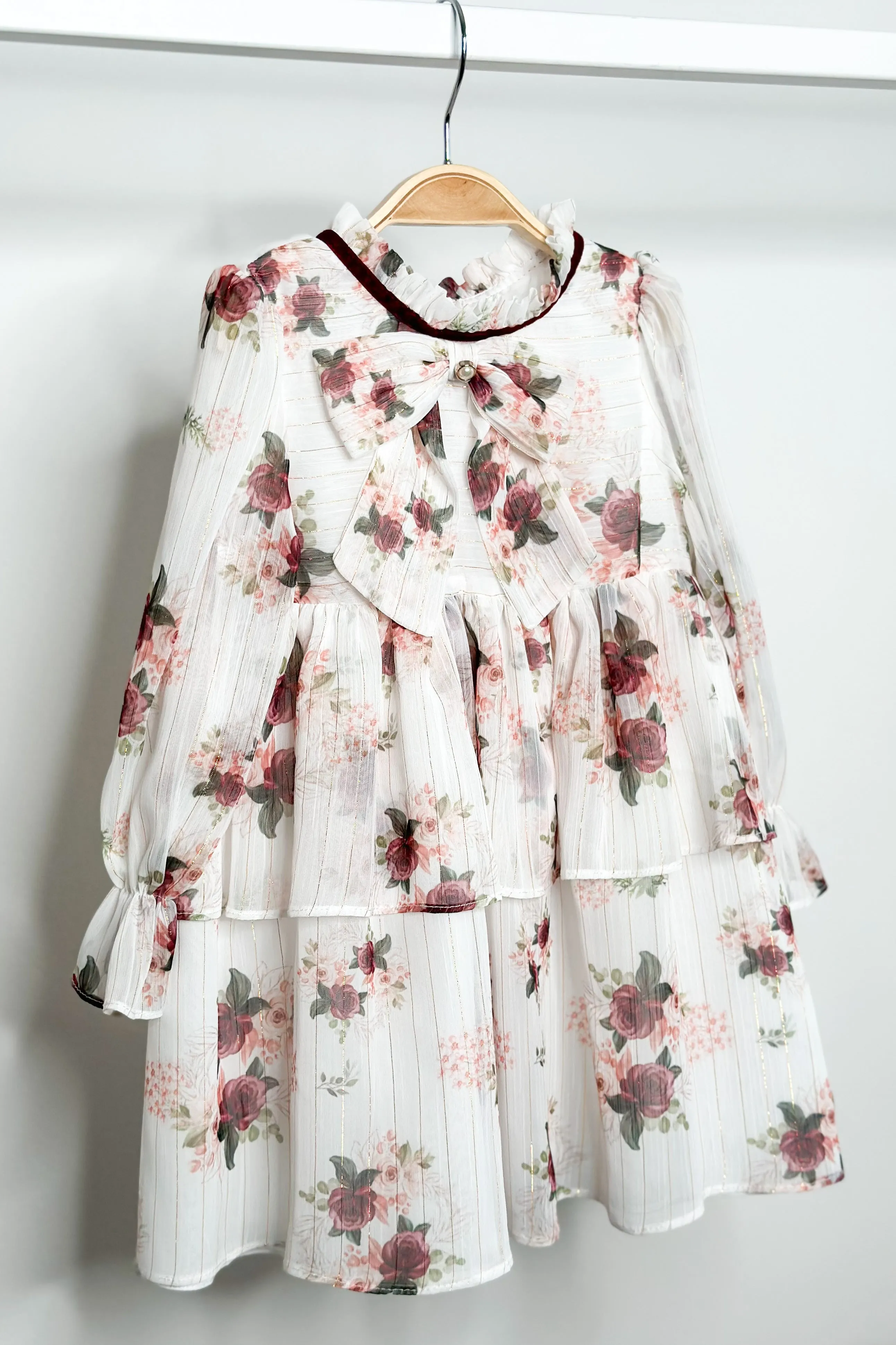 "Milana" Burgundy Floral Dress