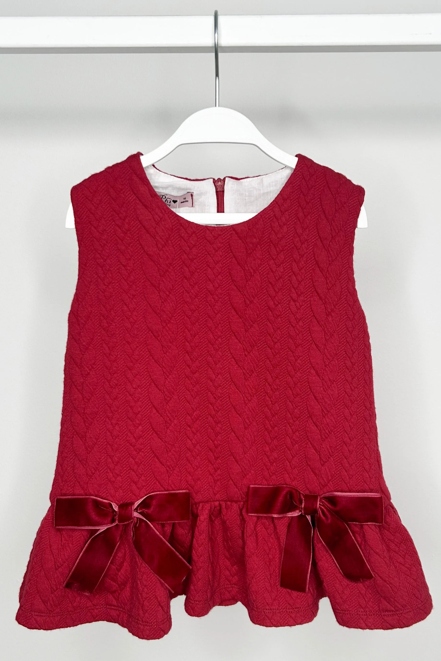 "Priscilla" Red Cable Knit Drop Waist Dress