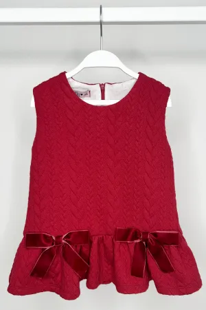 "Priscilla" Red Cable Knit Drop Waist Dress