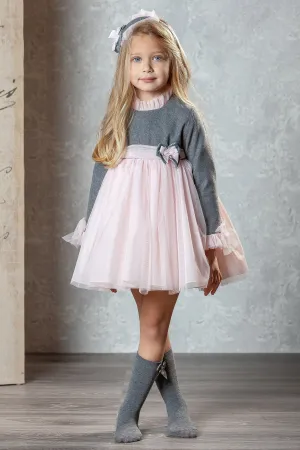 "Vienna" Grey & Pink Tulle Dress