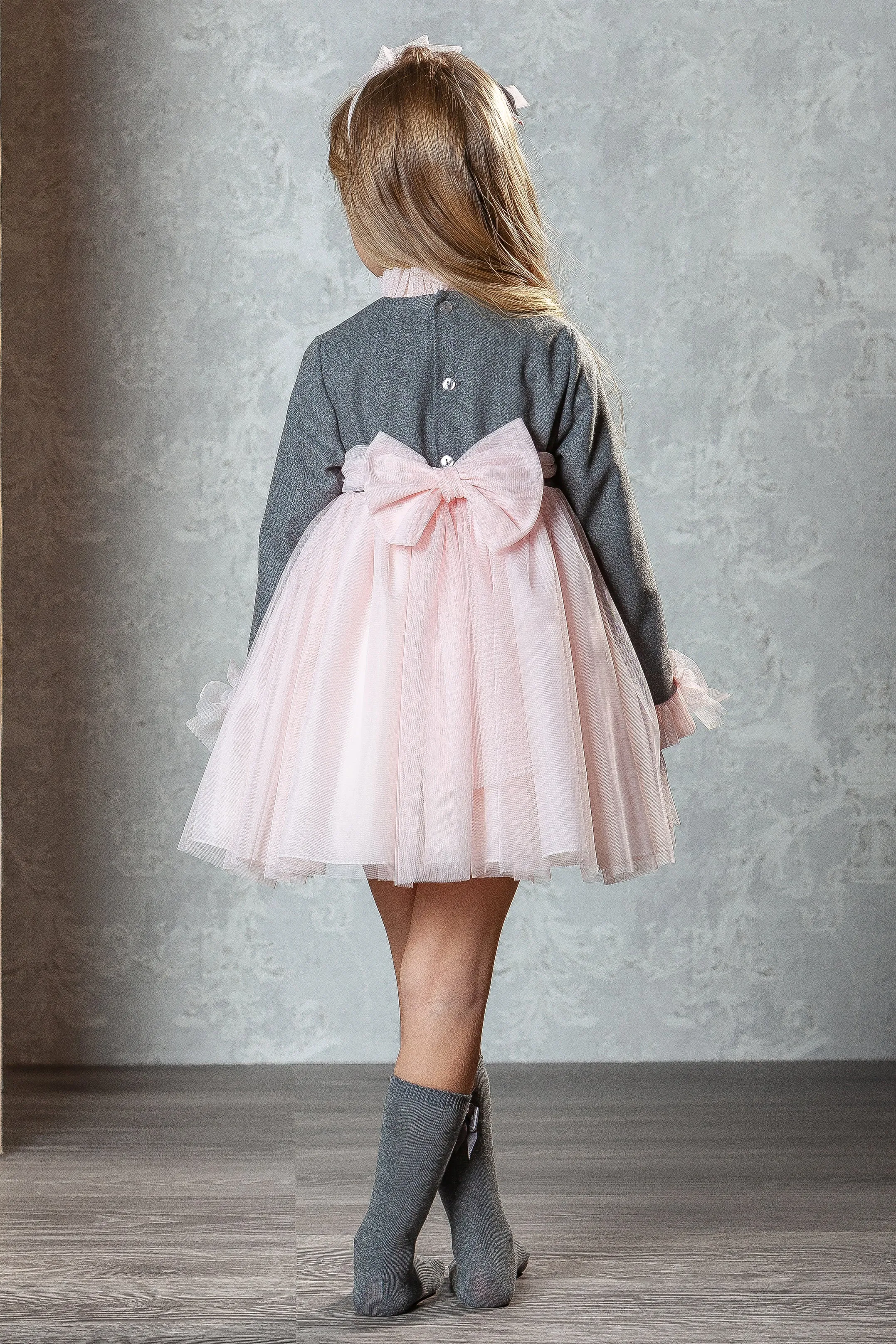 "Vienna" Grey & Pink Tulle Dress