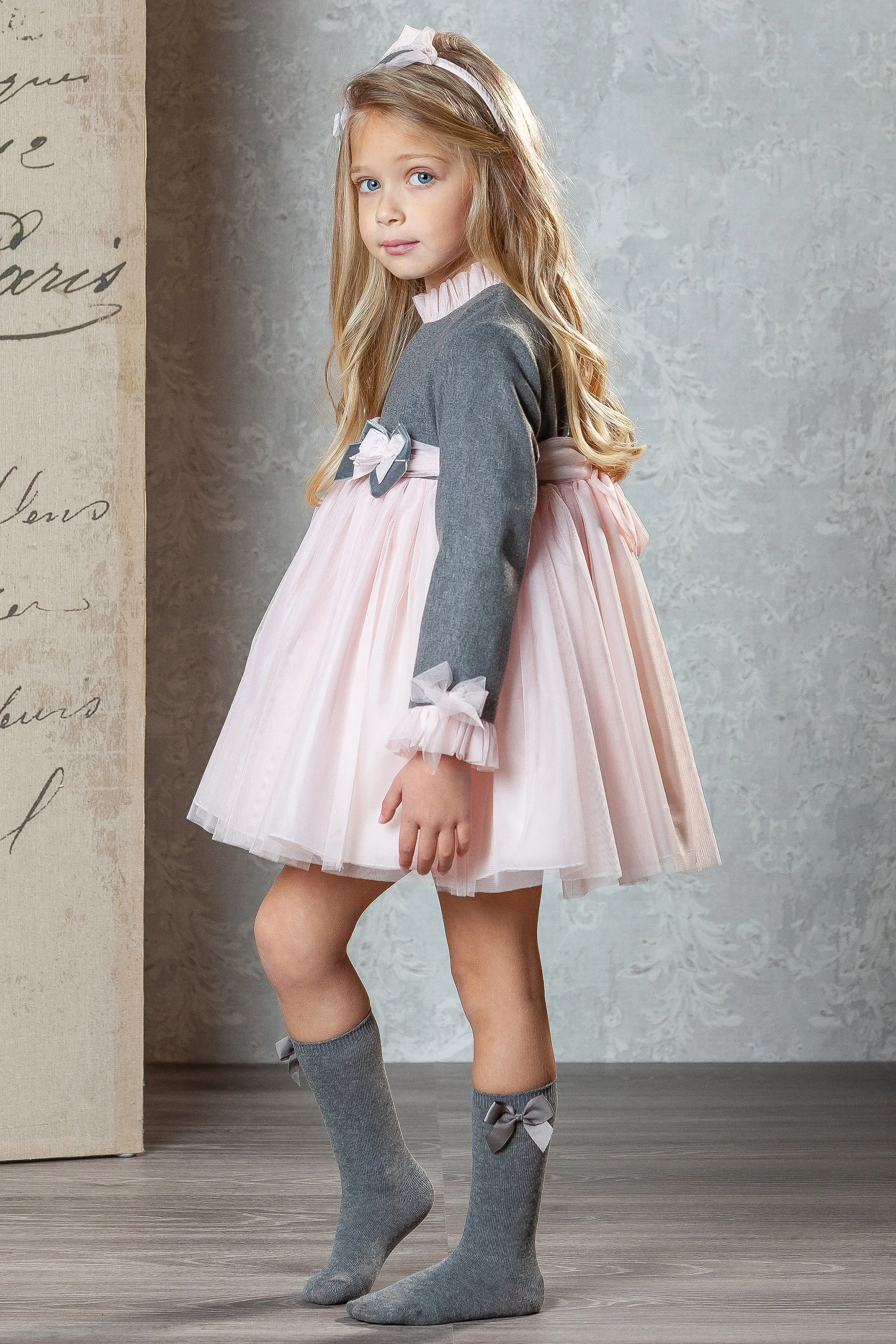 "Vienna" Grey & Pink Tulle Dress