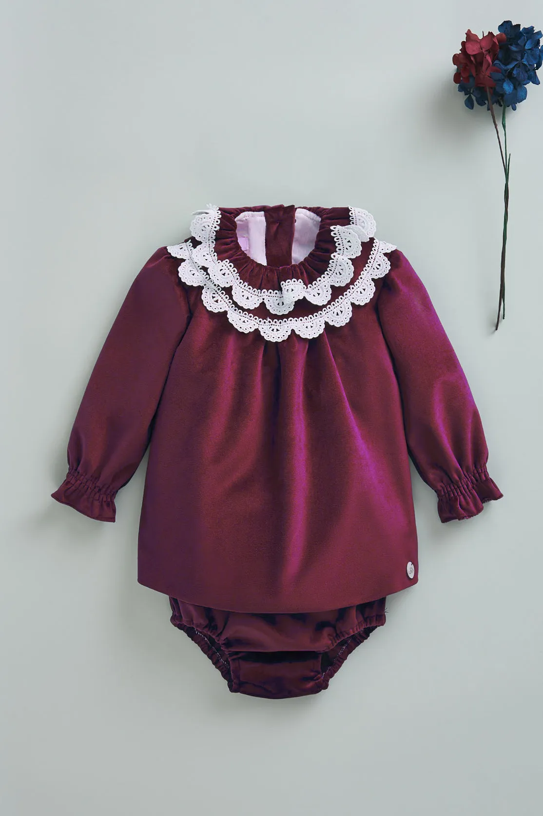 "Zara" Burgundy Velvet Dress & Bloomers