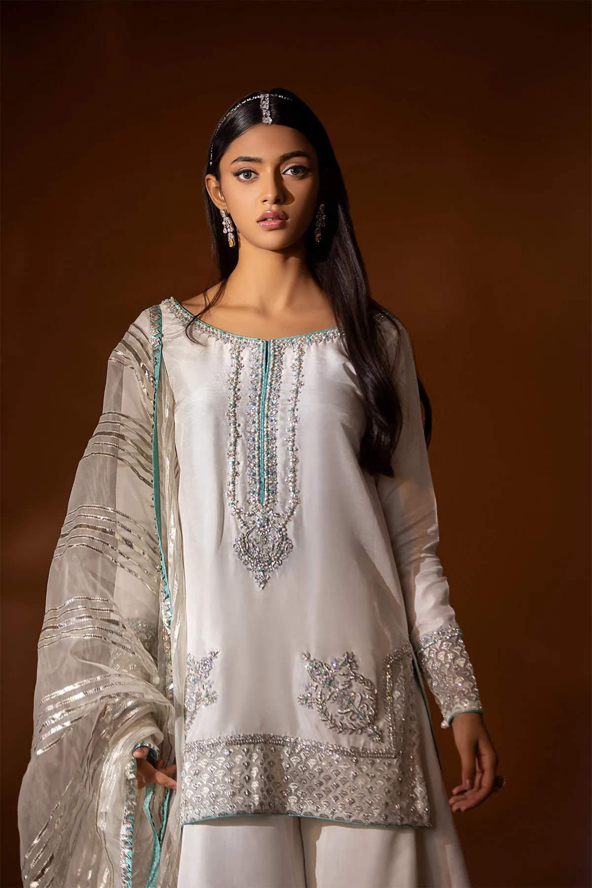 Raw Silk Sharara Kameez and Dupatta Dress for Wedding
