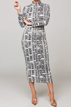 Read Me Long Print Dress
