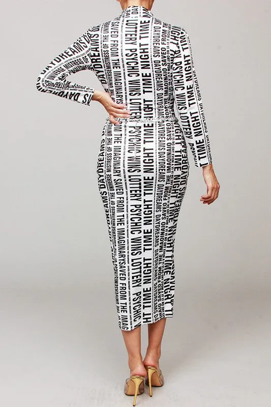 Read Me Long Print Dress