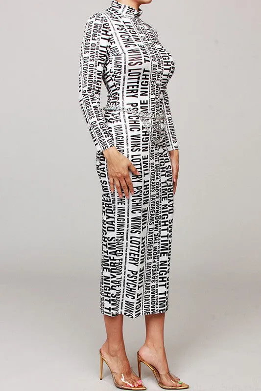 Read Me Long Print Dress