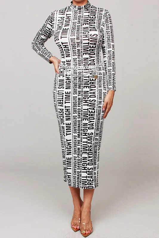 Read Me Long Print Dress