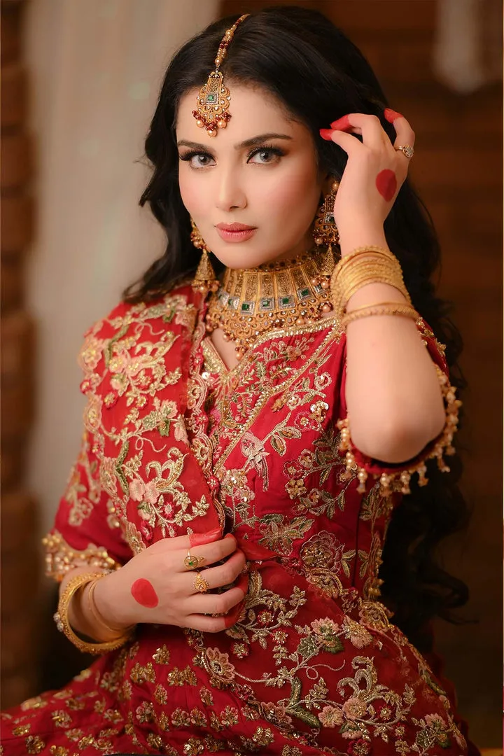 Red Choli Lehenga Dress for Pakistani Bridal Wear
