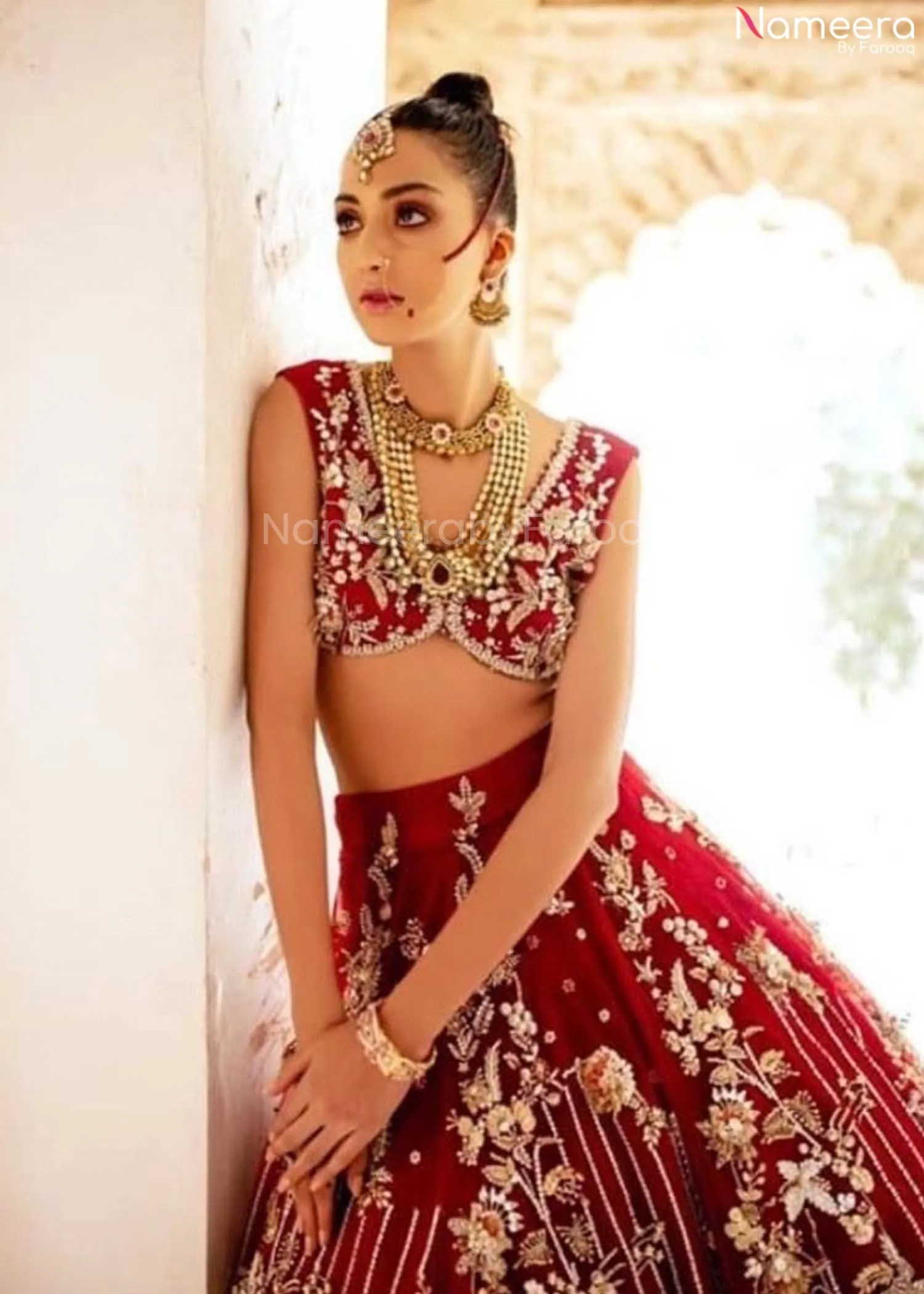 Red Pakistani Bridal Lehenga Online for Wedding #BN997