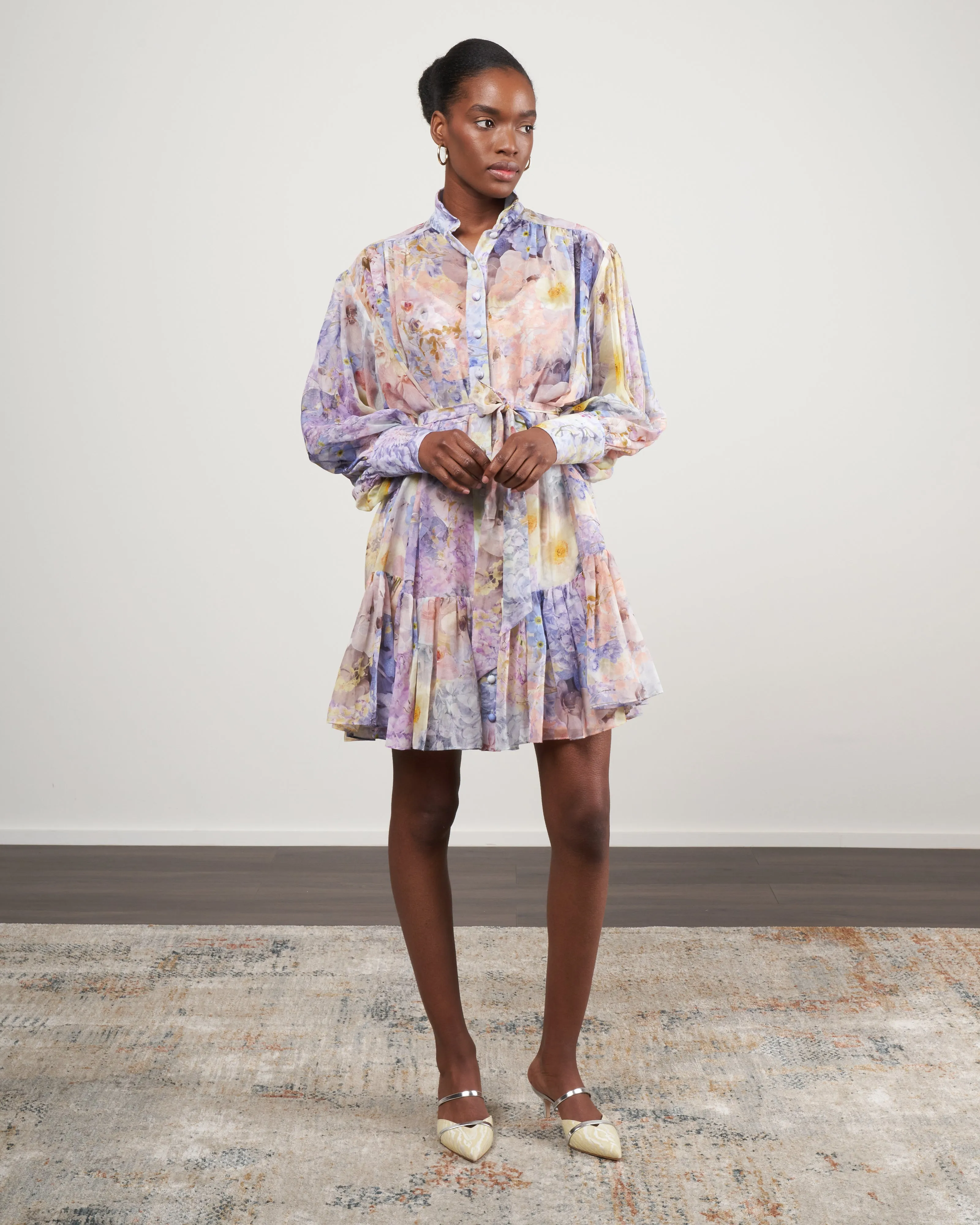 rhythmic lantern mini dress - citrus garden