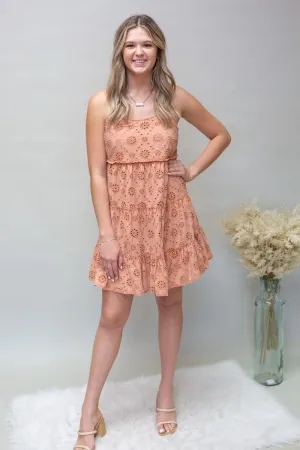 Rock & Roll Rust Eyelet Dress