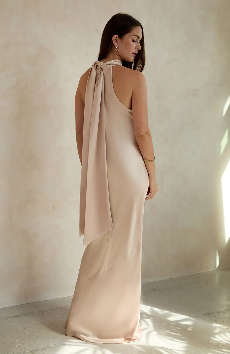 Roma Dress in Champagne Satin