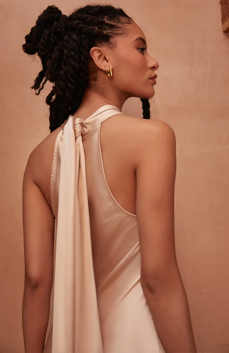 Roma Dress in Champagne Satin