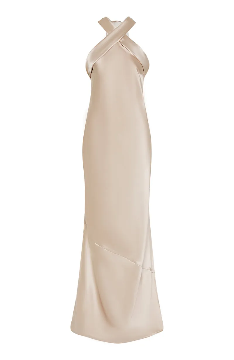 Roma Dress in Champagne Satin