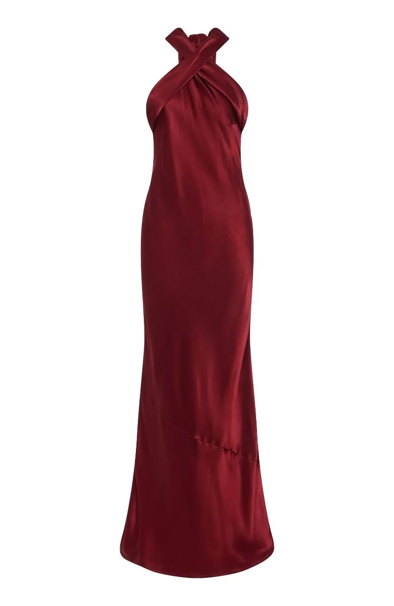 Roma Dress in Chianti Satin