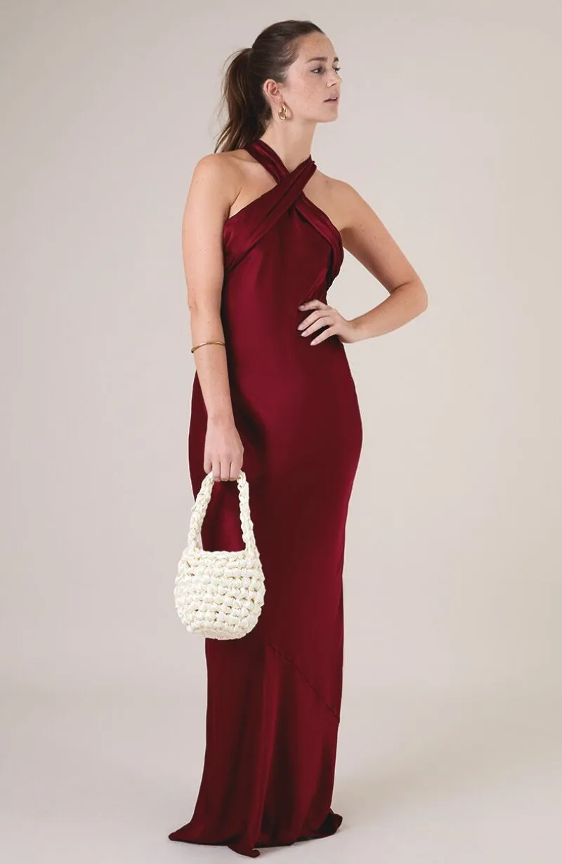 Roma Dress in Chianti Satin