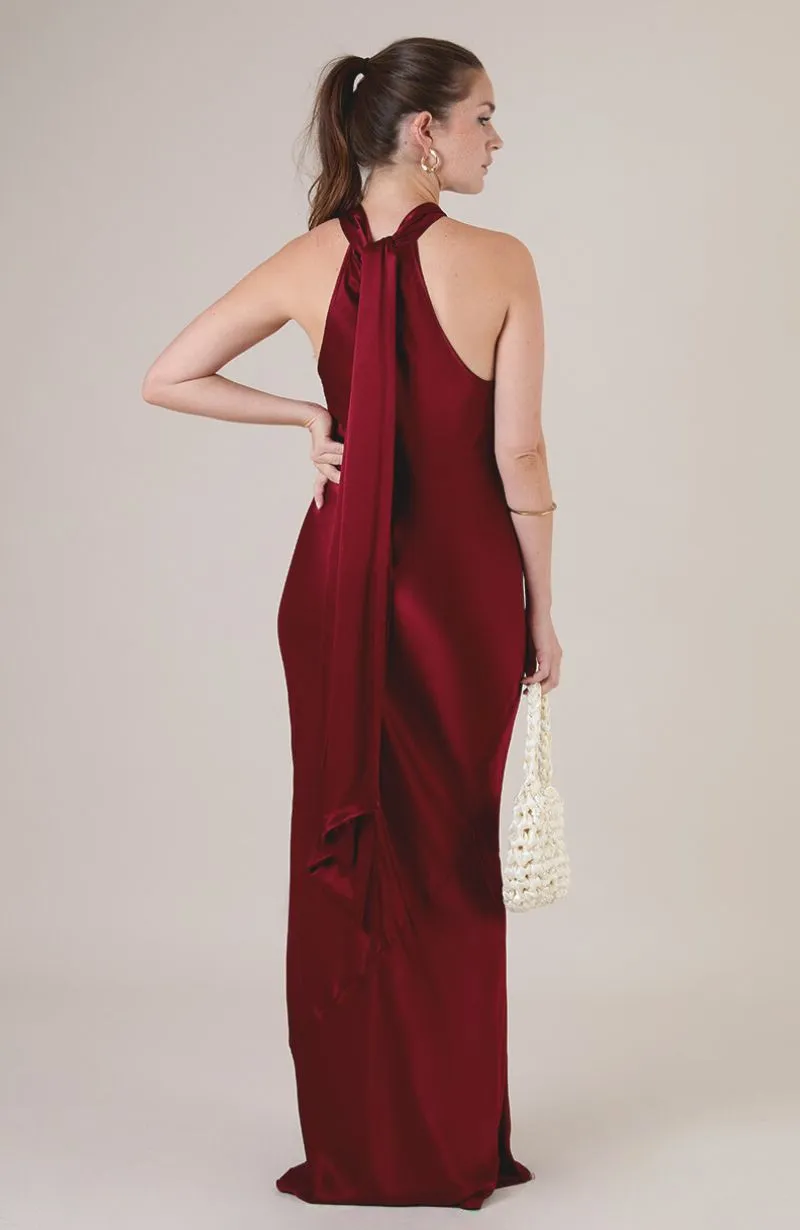 Roma Dress in Chianti Satin