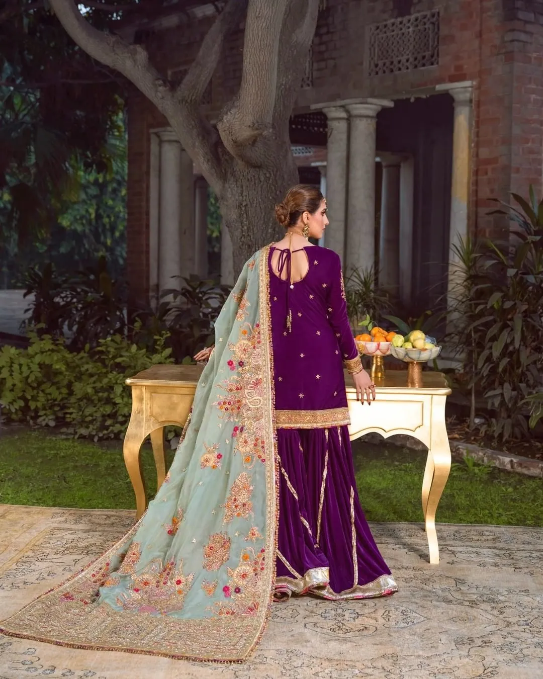 Royal Purple Dress Pakistani in Gharara Kameez Style