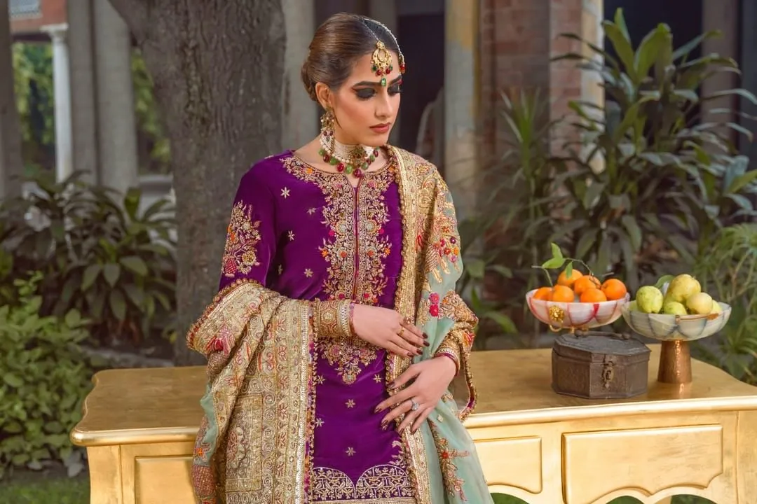 Royal Purple Dress Pakistani in Gharara Kameez Style