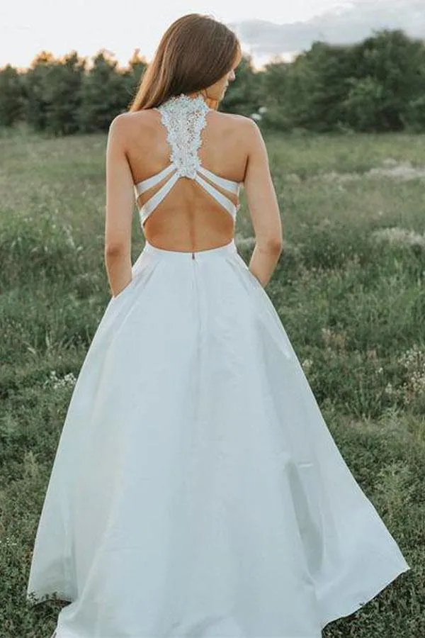 Roycebridal A-line Two Pieces Lace Top Wedding Dresses With Pockets, Bridal Gown, MW837