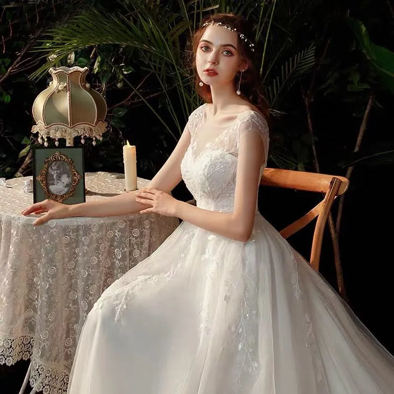 Roycebridal Boho robe de mariee vestido novia wedding dress longue Robe De Soiree simple robe de soiree bride to be gown lace robe
