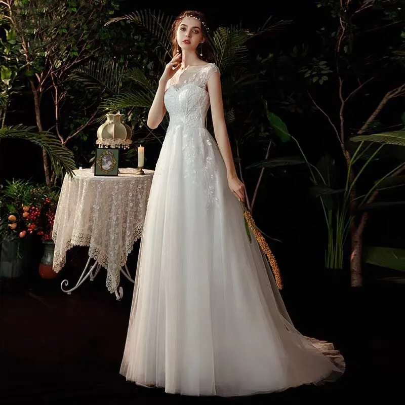 Roycebridal Boho robe de mariee vestido novia wedding dress longue Robe De Soiree simple robe de soiree bride to be gown lace robe
