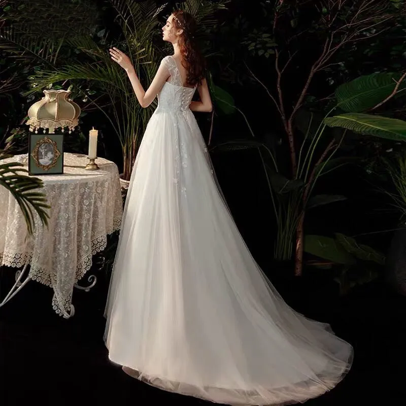 Roycebridal Boho robe de mariee vestido novia wedding dress longue Robe De Soiree simple robe de soiree bride to be gown lace robe