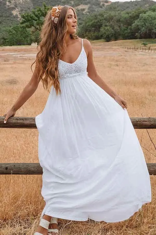 Roycebridal Simple White Lace A-line Plus Size Beach Wedding Dresses, Bridal Dresses, MW553
