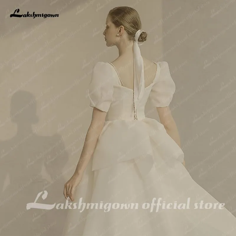 Roycebridal Wedding Dress Puffy Short Sleeve Bride Dress Beach Princess