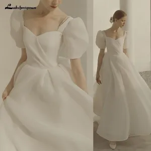 Roycebridal Wedding Dress Puffy Short Sleeve Bride Dress Beach Princess