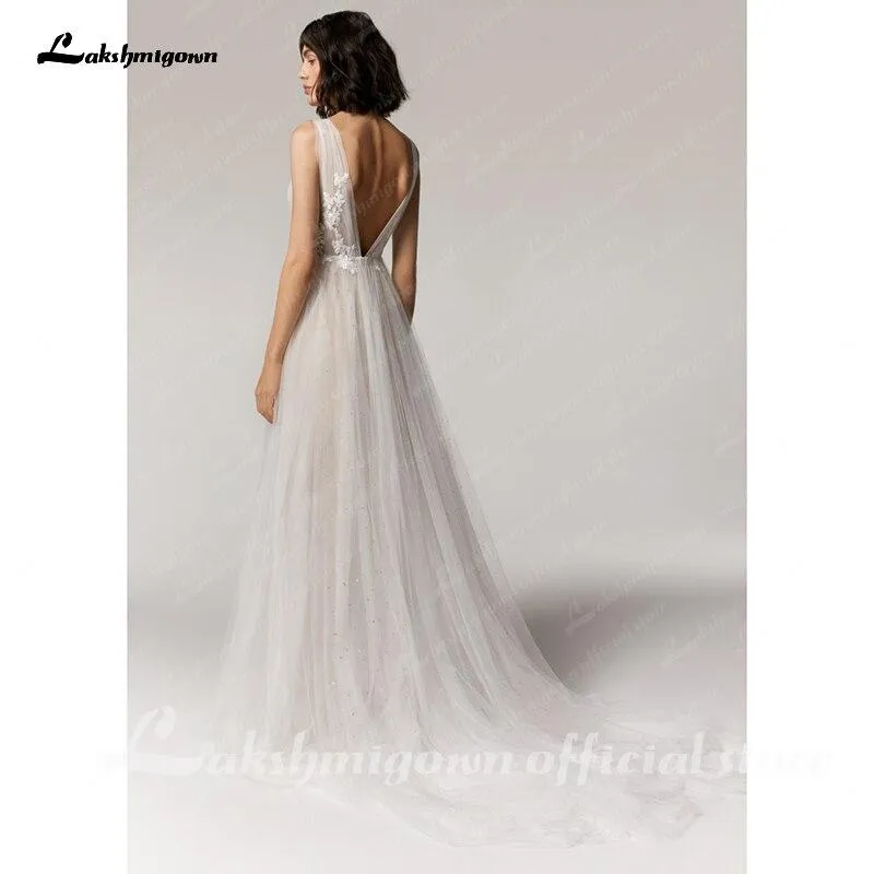 Roycebridal Wedding Dress V-Neck Lace Appliques Princess Tulle