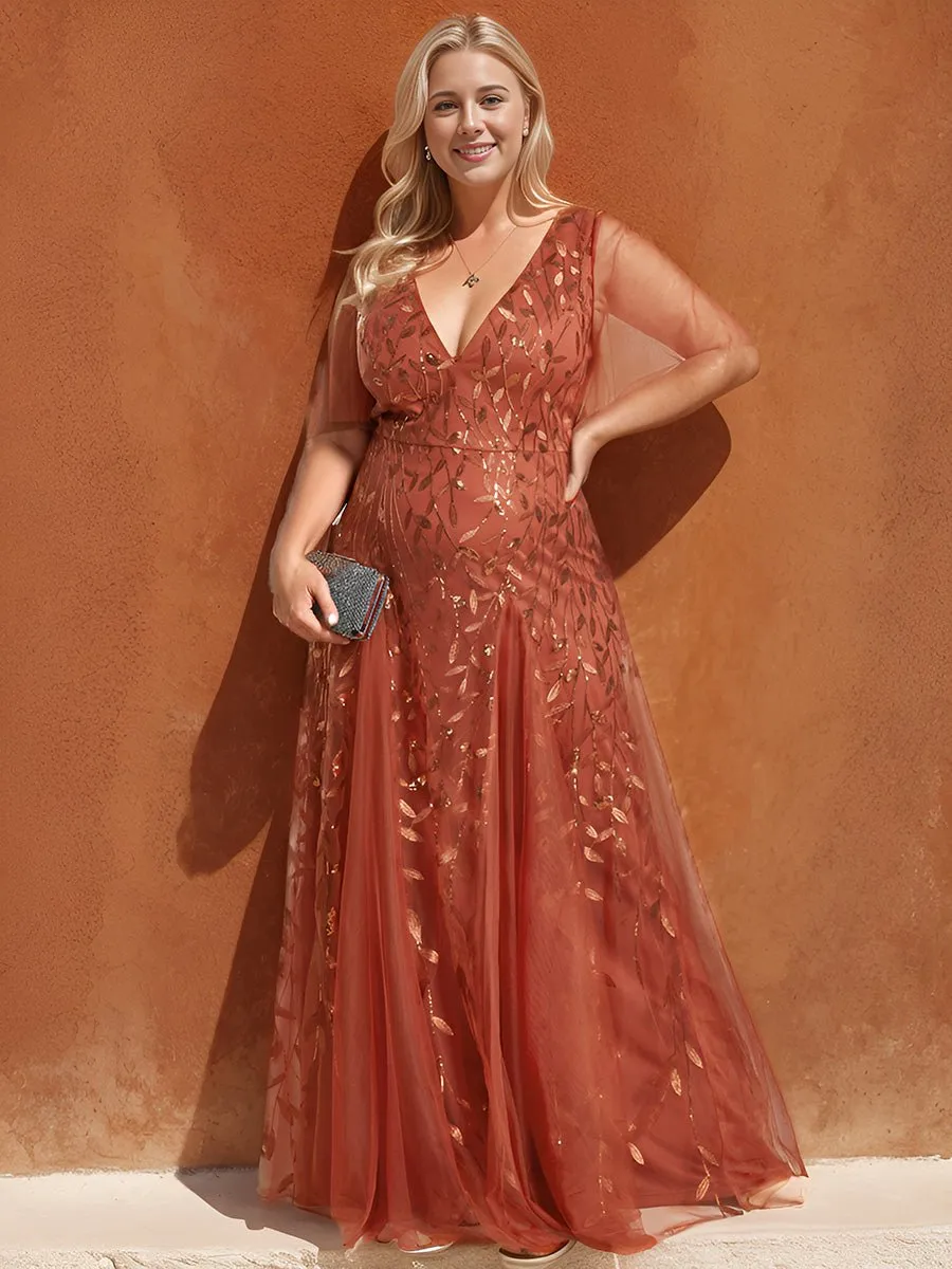 Sally sequin and tulle ball or evening dress with flutter sleeve