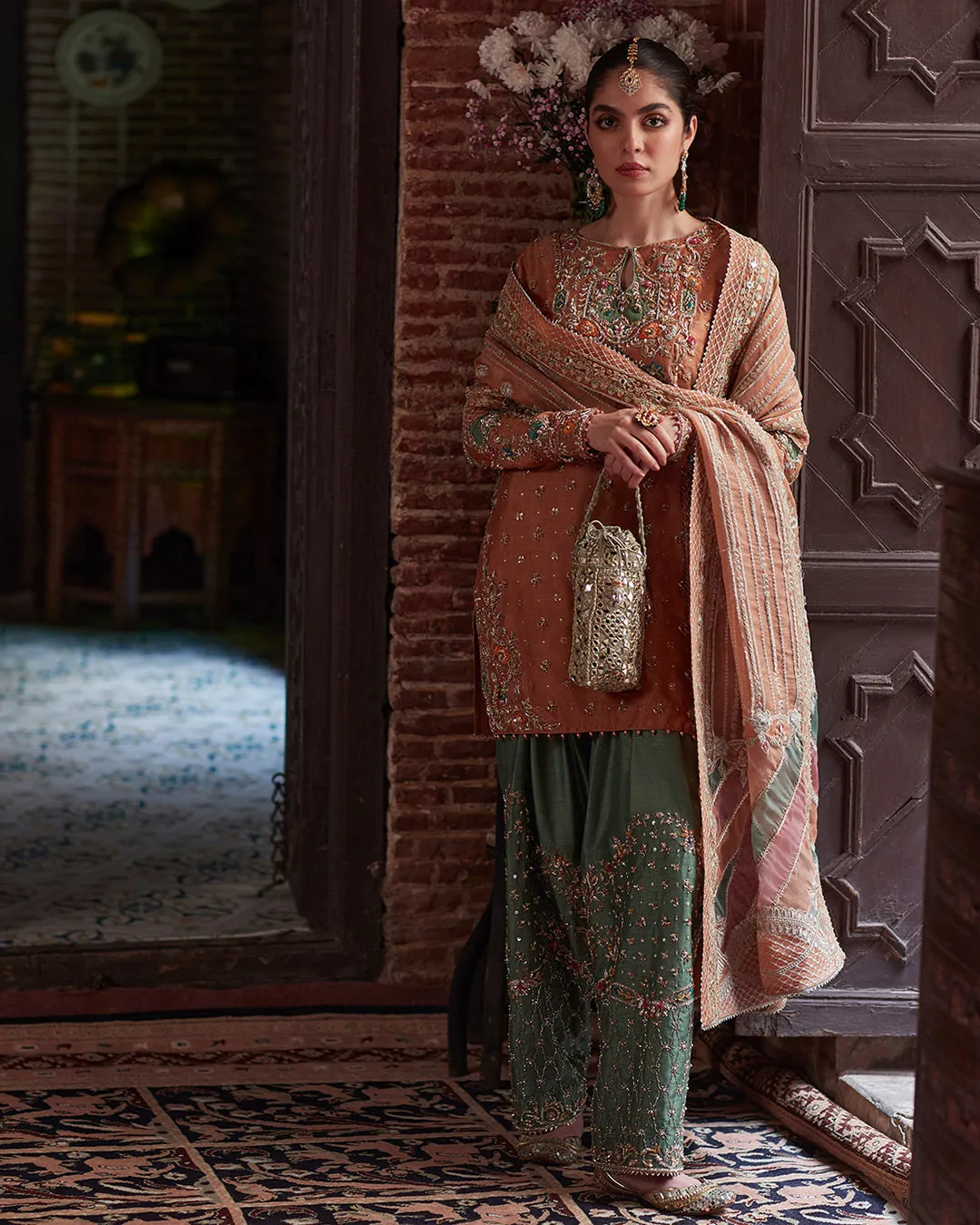 Salwar Kameez and Dupatta Dress in Raw Silk Fabric