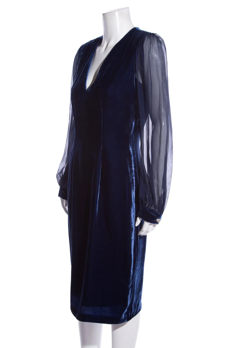 Sanchin & Babi Velvet Navy Dress SZ 8 NWT