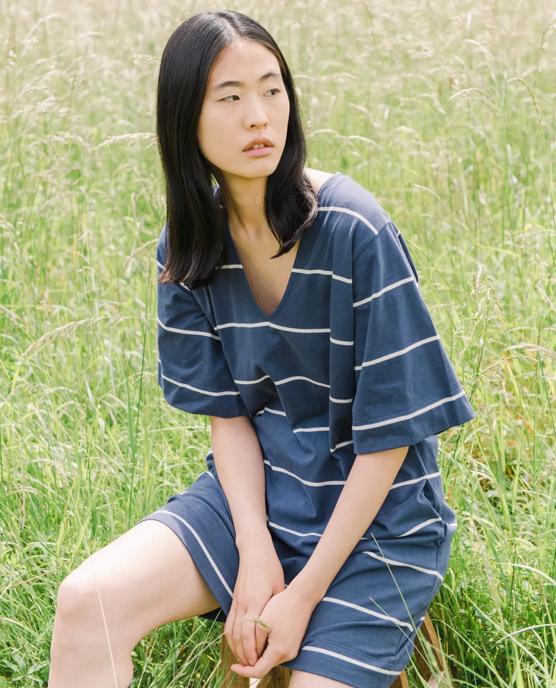 Sasha-Sue Organic Cotton Dress In Midnight & Natural