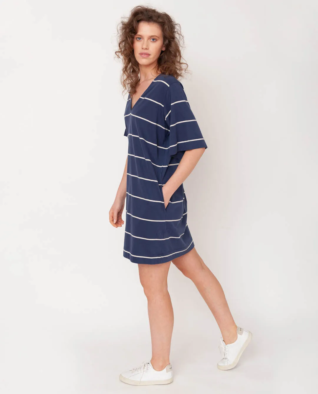 Sasha-Sue Organic Cotton Dress In Midnight & Natural