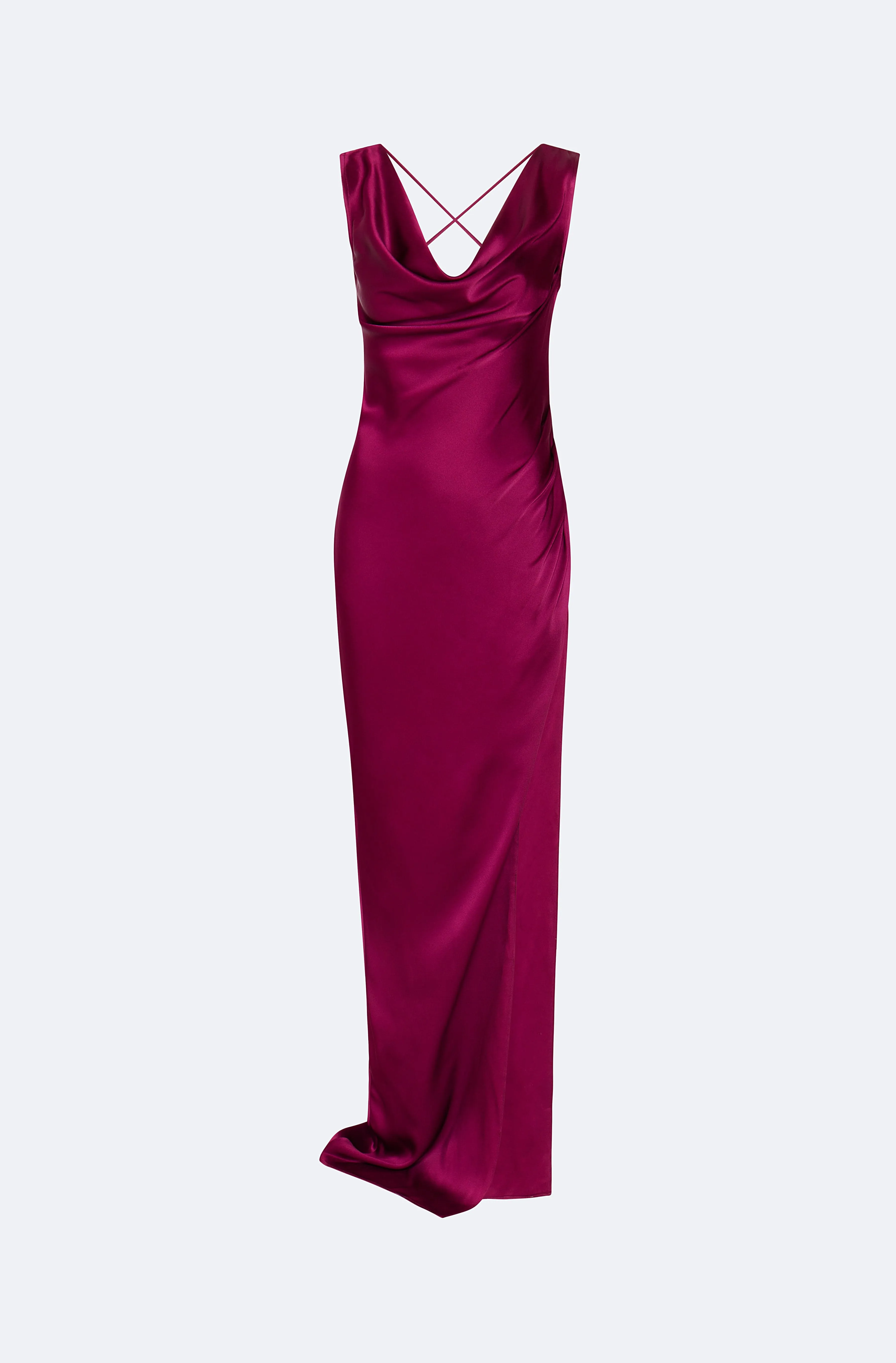 Satin Cowl Neck Gown